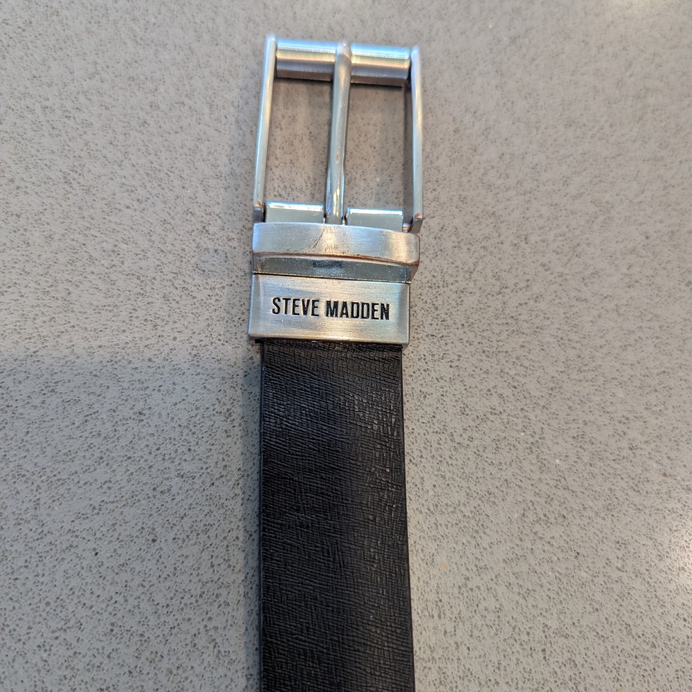 Steve Madden Black Belt with Silver Buckle